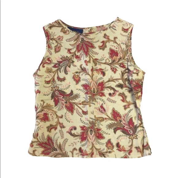 Charter Club Tops - Charter Club Linen Floral Tank with Button Up Back